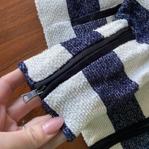 Gap navy blue cream striped slub knit jacket americana nautical fall layer 4 - Picture 9 of 16